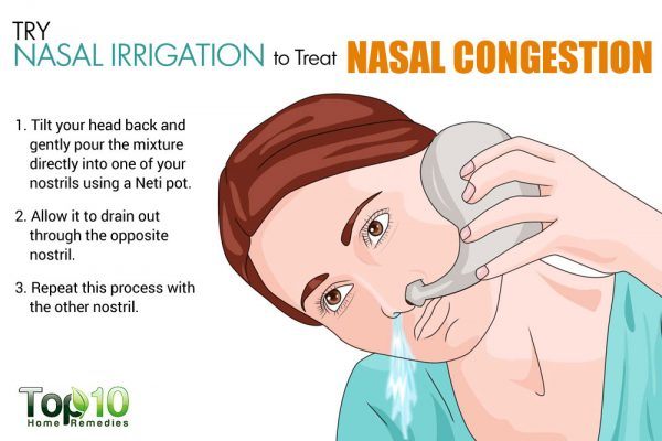 try nasal irrigation to treat nasal congestion