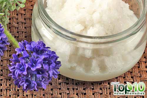 DIY coconut oil sea salt scrub done