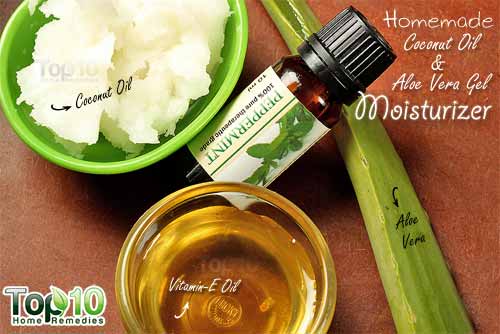 homemade coconut oil and aloe vera moisturizer