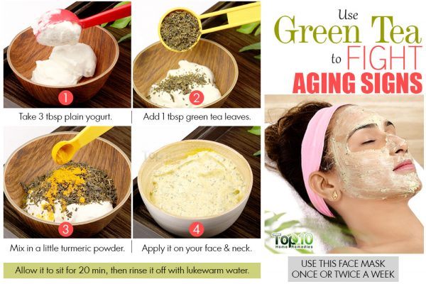 green tea and yogurt face mask to delay skin aging