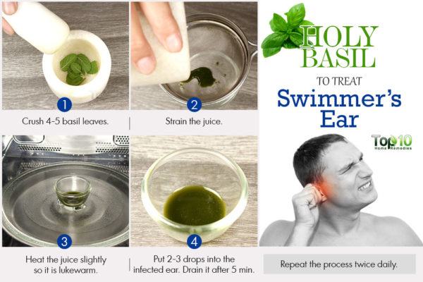 use holy basil to treat swimmer's ear
