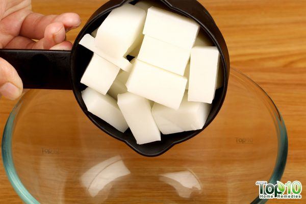 half cup soap base cut into cubes
