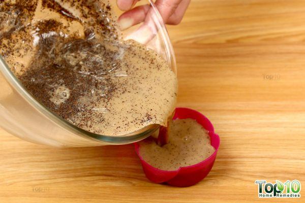pour the soap mixture into silicon molds