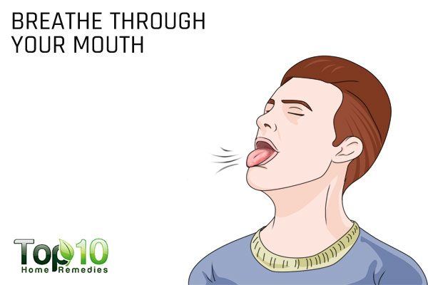 breathe through your mouth to soothe burnt tongue