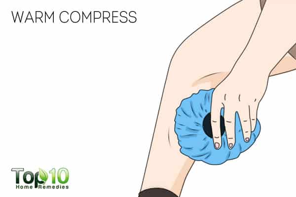 Use warm compress for leg cramps