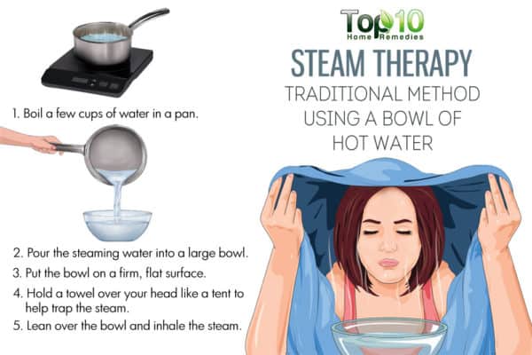 Use a bowl of hot water for steam therapy