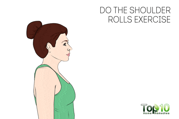 do the shoulder rolls exercise to prevent or reduce work-related shoulder pain