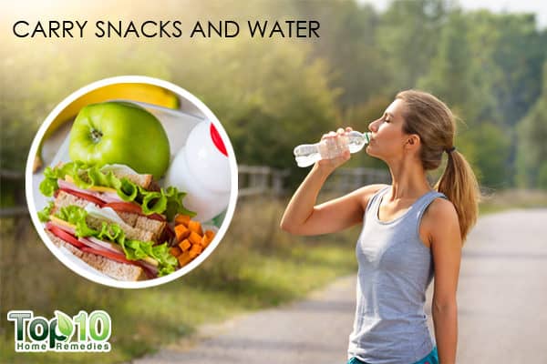 diabetics carry snacks and water during walk