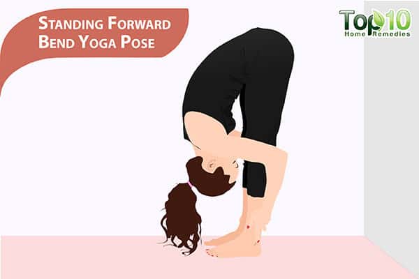 standing forward bend yoga pose for pot belly