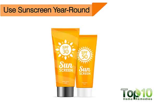 wear sunscreen year-round to protect from sun damage