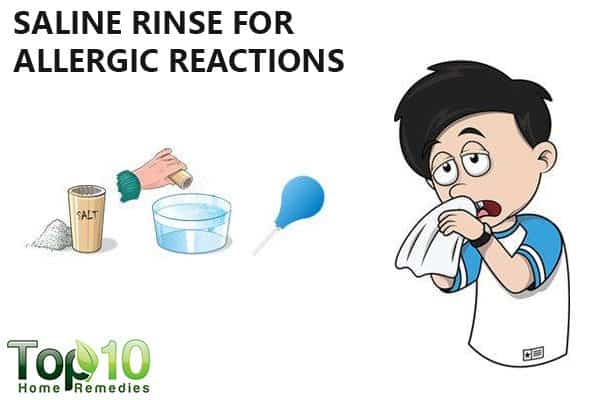 saline rinse to ease allergic reaction