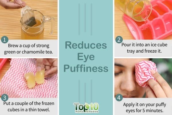 ice cubes to reduce eye puffiness